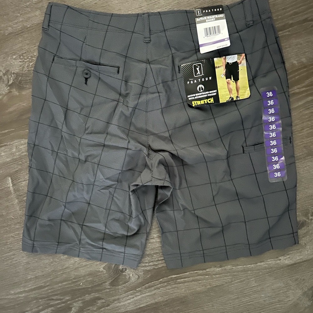 PGA Tour Black Plaid Active Shorts